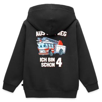 4. Geburtstag Ich bin schon 4 Jahr - Kinder Premium Organic Zip Hoodie - Schwarz - Hinten - AI Model Kid Male (0cm)