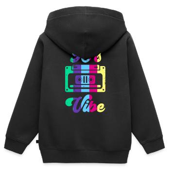 Costume rétro esthétique Party 90s Vibe Outfit - Sweat Premium à capuche zippé enfant bio - noir - Dos - AI Model Kid Male (0cm)