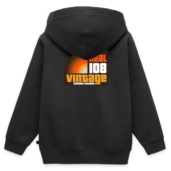 108 Real Vintage Édition Limitée - Sweat Premium à capuche zippé enfant bio - noir - Dos - AI Model Kid Male (0cm)
