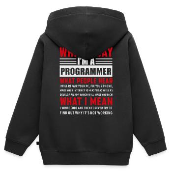 Drôle de programmation Coding Programmer Cadeau - Sweat Premium à capuche zippé enfant bio - noir - Dos - AI Model Kid Male (0cm)