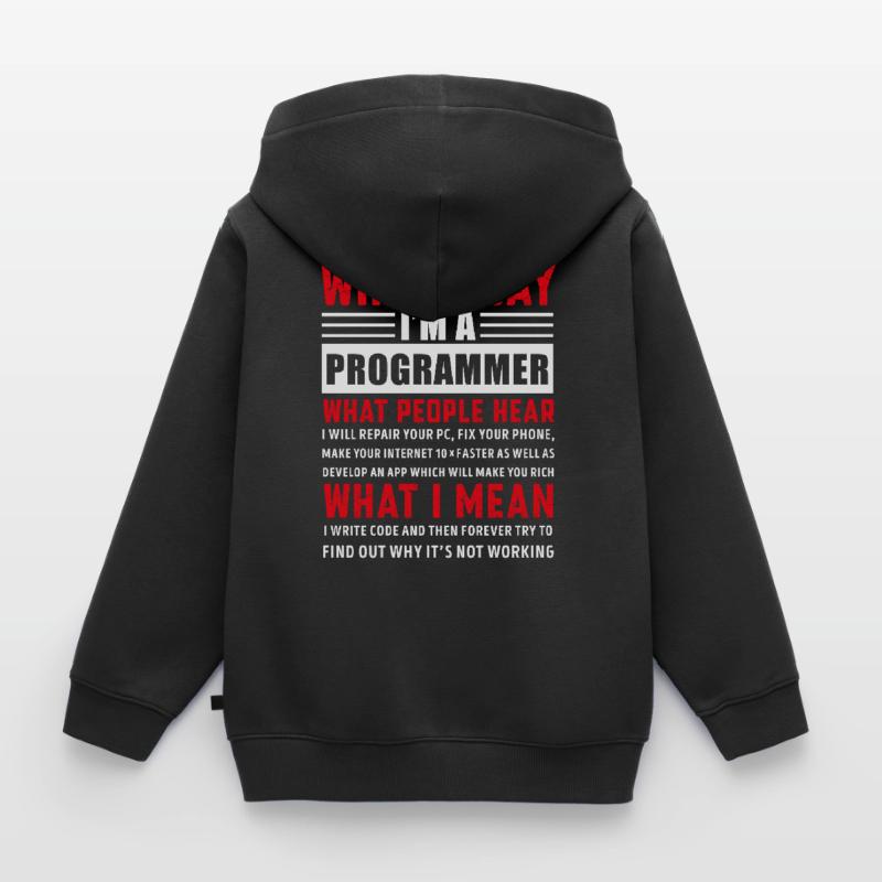 Drôle de programmation Coding Programmer Cadeau Sweat Premium à capuche zippé enfant bio