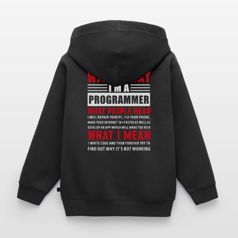 Drôle de programmation Coding Programmer Cadeau Sweat Premium à capuche zippé enfant bio