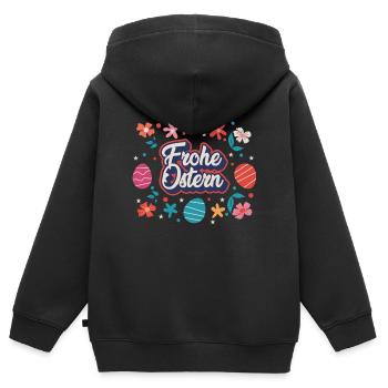 Ostern | Frohe Ostern - Kinder Premium Organic Zip Hoodie - Schwarz - Hinten - AI Model Kid Male (0cm)