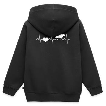 Kuh Rind Herzschlag - Kinder Premium Organic Zip Hoodie - Schwarz - Hinten - AI Model Kid Male (0cm)