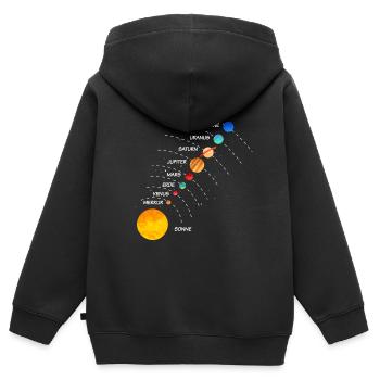 Sonnensystem Weltraum Planet Umlaufbahn - Kinder Premium Organic Zip Hoodie - Schwarz - Hinten - AI Model Kid Male (0cm)