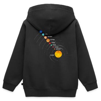 Sonnensystem - Kinder Premium Organic Zip Hoodie - Schwarz - Hinten - AI Model Kid Male (0cm)