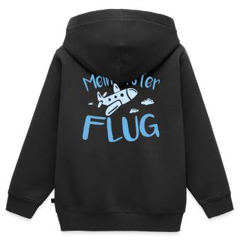 Mein Erster flug - Kinder Premium Organic Zip Hoodie - Schwarz - Hinten - AI Model Kid Male (0cm)