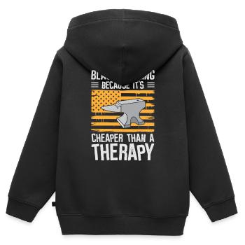 Schmied Hufschmied Amboss Schmiedeeisen - Kinder Premium Organic Zip Hoodie - Schwarz - Hinten - AI Model Kid Male (0cm)