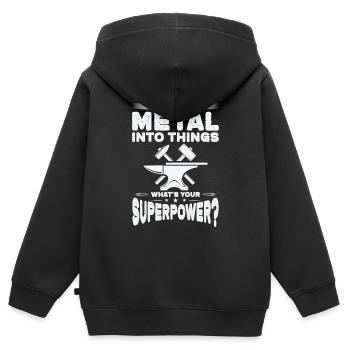 Schmied Hufschmied Amboss Schmiedeeisen - Kinder Premium Organic Zip Hoodie - Schwarz - Hinten - AI Model Kid Male (0cm)