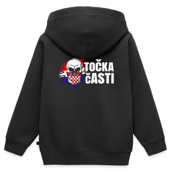 Kroatien - Kinder Premium Organic Zip Hoodie - Schwarz - Hinten - AI Model Kid Male (0cm)