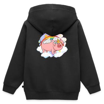 Pig Gift Piglet Kids Piglet Pig Pig - Sweat Premium à capuche zippé enfant bio - noir - Dos - AI Model Kid Male (0cm)