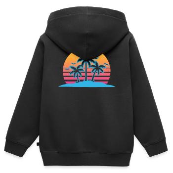 Palm Tree Vaporwave Aesthetic Retro - Kinder Premium Organic Zip Hoodie - Schwarz - Hinten - AI Model Kid Male (0cm)