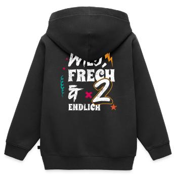 2 Geburtstag | Wild frech & endlich 2 - Kinder Premium Organic Zip Hoodie - Schwarz - Hinten - AI Model Kid Male (0cm)