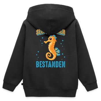 Seepferdchen Abzeichen - Kinder Premium Organic Zip Hoodie - Schwarz - Hinten - AI Model Kid Male (0cm)