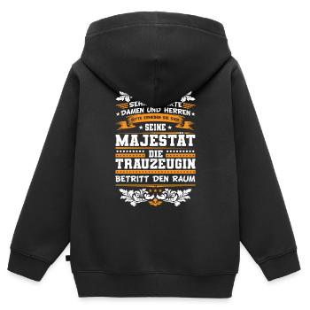 Trauzeugin Freundin Hochzeit - Kinder Premium Organic Zip Hoodie - Schwarz - Hinten - AI Model Kid Male (0cm)