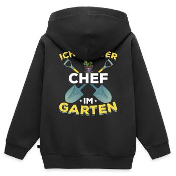 Gärtner I Ich bin der Chef im Garten - Kinder Premium Organic Zip Hoodie - Schwarz - Hinten - AI Model Kid Male (0cm)