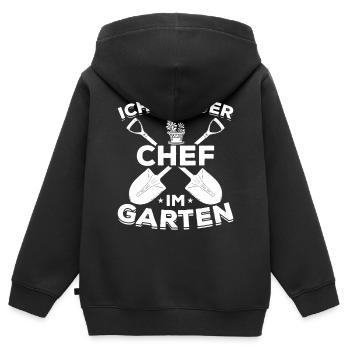 Ich bin der Chef im Garten Schrebergarten Gärtner - Kinder Premium Organic Zip Hoodie - Schwarz - Hinten - AI Model Kid Male (0cm)