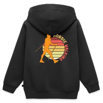 Marche nordique Bâtons de marche nordique - Sweat Premium à capuche zippé enfant bio - noir - Dos - AI Model Kid Male (0cm)