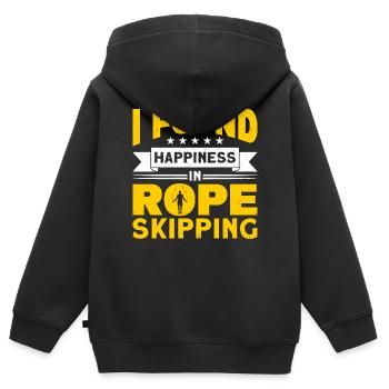 Saut à la corde Saut à la corde Corde à sauter - Sweat Premium à capuche zippé enfant bio - noir - Dos - AI Model Kid Male (0cm)