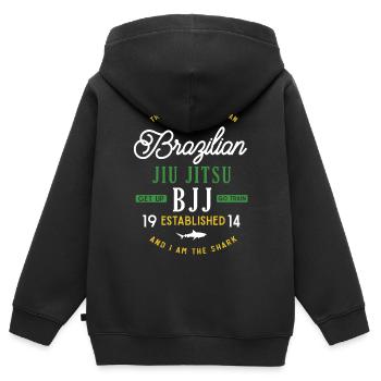 BJJ Brazilian Jiu Jitsu - Kinder Premium Organic Zip Hoodie - Schwarz - Hinten - AI Model Kid Male (0cm)
