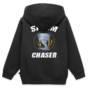Storm Chaser, Twister Wind, - Sweat Premium à capuche zippé enfant bio - noir - Dos - AI Model Kid Male (0cm)