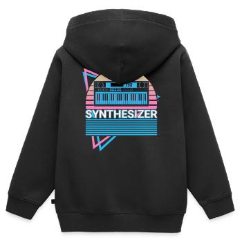 Synthesizer Retro Gift - Kids Premium Organic Zip-up Hoodie - black - Back - AI Model Kid Male (0cm)