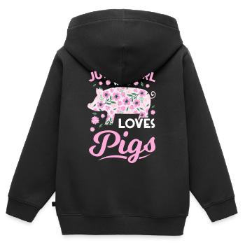 Pig Gift Piglet Kids Piglet Pig Pig - Sweat Premium à capuche zippé enfant bio - noir - Dos - AI Model Kid Male (0cm)