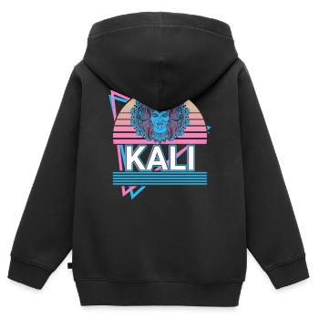 Kali Déesse hindoue de la mort Retro Gift - Sweat Premium à capuche zippé enfant bio - noir - Dos - AI Model Kid Male (0cm)