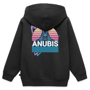 Anubis Dieu Égyptien Egypte Cadeau - Sweat Premium à capuche zippé enfant bio - noir - Dos - AI Model Kid Male (0cm)