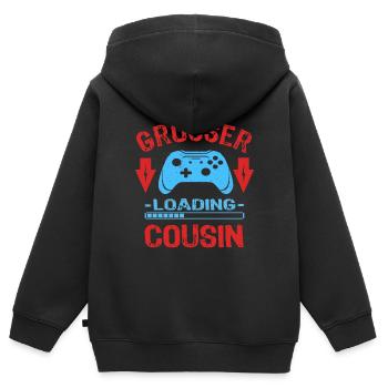 Werde großer Cousin Gamer Zocker Geschenkidee - Kinder Premium Organic Zip Hoodie - Schwarz - Hinten - AI Model Kid Male (0cm)