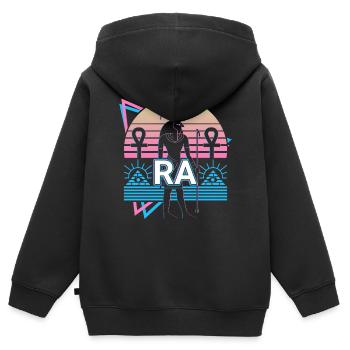 Ra Dieu Égyptien Egypte Cadeau - Sweat Premium à capuche zippé enfant bio - noir - Dos - AI Model Kid Male (0cm)