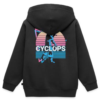 Cyclope Cadeau de mythologie grecque - Sweat Premium à capuche zippé enfant bio - noir - Dos - AI Model Kid Male (0cm)