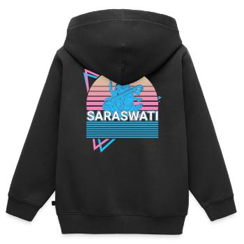 Saraswati Déesse hindoue Mythologie hindoue Cadeau - Sweat Premium à capuche zippé enfant bio - noir - Dos - AI Model Kid Male (0cm)