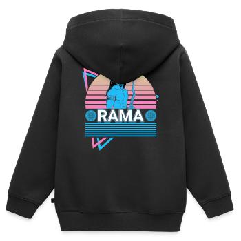 Rama Dieu hindou Ancienne mythologie hindoue Cadeau - Sweat Premium à capuche zippé enfant bio - noir - Dos - AI Model Kid Male (0cm)