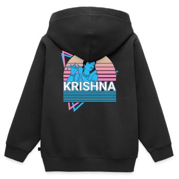 Krishna Dieu hindou Ancienne mythologie hindoue Geschen - Sweat Premium à capuche zippé enfant bio - noir - Dos - AI Model Kid Male (0cm)