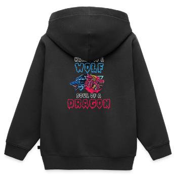 Herz Eines Wolfes, Seele Eines Drachen - Kinder Premium Organic Zip Hoodie - Schwarz - Hinten - AI Model Kid Male (0cm)