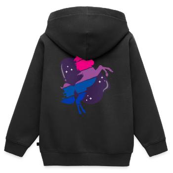 Bisexual Bi Pride Flag Unicorn - Kids Premium Organic Zip-up Hoodie - black - Back - AI Model Kid Male (0cm)
