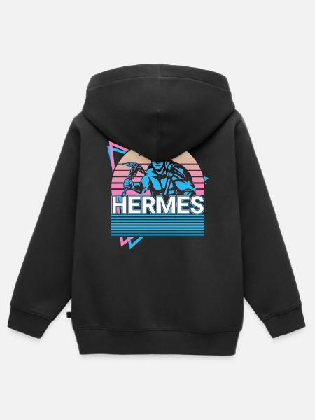 Hermes Dios griego de la velocidad Gesch - Sudadera Premium con capucha y cremallera infantil orgánica - negro