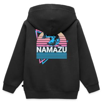 Cadeau de mythologie japonaise Namazu - Sweat Premium à capuche zippé enfant bio - noir - Dos - AI Model Kid Male (0cm)