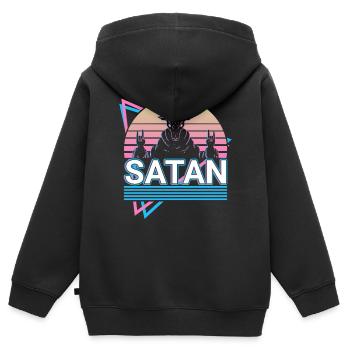 Baphomet Chèvre Satan Pentagramme Occulte Satanique - Sweat Premium à capuche zippé enfant bio - noir - Dos - AI Model Kid Male (0cm)