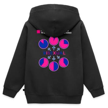 Graphique à secteurs bisexuel Bi Pride Flag - Sweat Premium à capuche zippé enfant bio - noir - Dos - AI Model Kid Male (0cm)