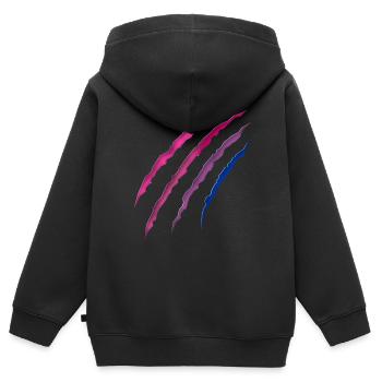 Bisexuel Bi Pride Flag Scratch - Sweat Premium à capuche zippé enfant bio - noir - Dos - AI Model Kid Male (0cm)