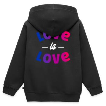 Bisexuel Bi Pride Flag Love Is - Sweat Premium à capuche zippé enfant bio - noir - Dos - AI Model Kid Male (0cm)