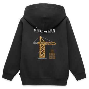 Mein Kran Meine Regeln Baustelle Kräne - Kinder Premium Organic Zip Hoodie - Schwarz - Hinten - AI Model Kid Male (0cm)