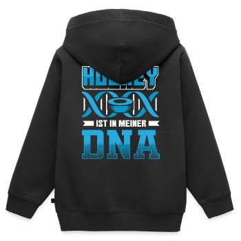 Hockey | Hockey ist in meiner DNA - Kinder Premium Organic Zip Hoodie - Schwarz - Hinten - AI Model Kid Male (0cm)