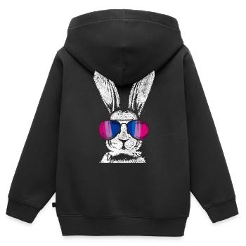 Bisexuel Bi Pride Flag Rabbit - Sweat Premium à capuche zippé enfant bio - noir - Dos - AI Model Kid Male (0cm)