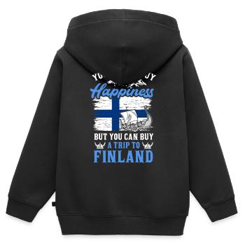 Finlande - Sweat Premium à capuche zippé enfant bio - noir - Dos - AI Model Kid Male (0cm)
