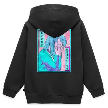 Sad Anime Girl Vaporwave Aesthetic Slimmed Down - Kids Premium Organic Zip-up Hoodie - black - Back - AI Model Kid Male (0cm)