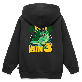 3 Geburtstag Junge Ich bin 3 Jahre alt Dinosaurier - Kinder Premium Organic Zip Hoodie - Schwarz - Hinten - AI Model Kid Male (0cm)