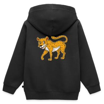 Gepard Tshirt Kinder LeoPard Jaguar Geopard Katze - Kinder Premium Organic Zip Hoodie - Schwarz - Hinten - AI Model Kid Male (0cm)